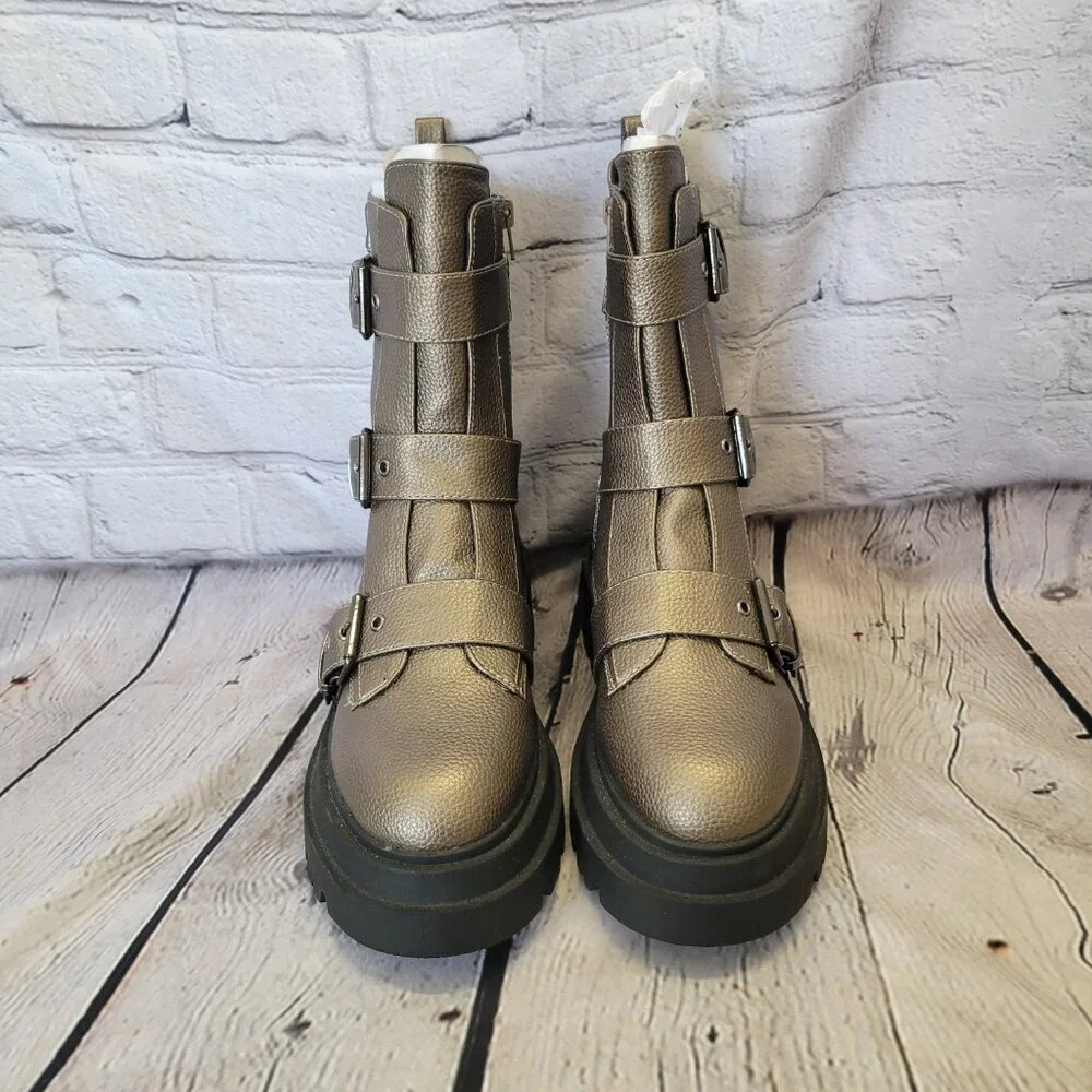 GUESS Women's Valicia Lug Sole Buckle Boots - Picture 4 of 8